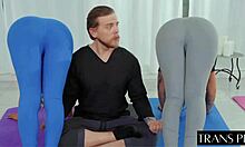 Cute Big Cock Shemales Dominate Guy in Wild French Scene