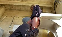 Check this hot wife and neighbor licking in washing machine room! Multiple orgasms hit hard.