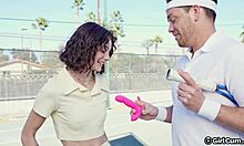 tennis babe takes break from tennis lessons to ride a big cock 😈