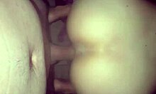 Latina gives blowjob on lover's ass