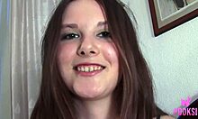 Sexy coed Steva rides thick shaft, milking for cum facial 😏