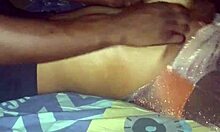 massaging my girlfriend's big boobs through see-through bra