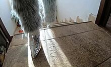 yo, check this latina milfycalla jerking off in fur coat and heels!