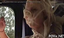 girlfriend skillfully combines riding and oral tasks.