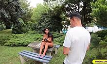 Katy Jayne takes Dean’s load in her massive pussy lips