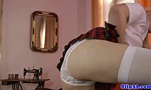 Cute teen bent over assfucked by old guy in stockings