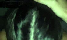 Novinha Debra Prado performs deep blowjob under night