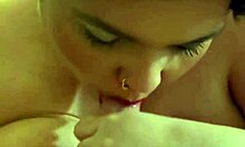 tits out for display while giving blowjob until cumshot hits