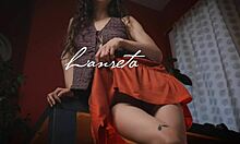 anya pleasures herself with a glass dildo, her wet pussy glistening in stockings