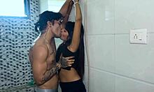 Stepsister enters bathroom while brother bathes