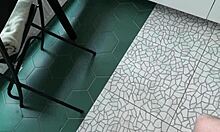 using her tight pussy hole in the kitchen creampie