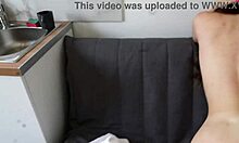 using her tight pussy hole in the kitchen creampie