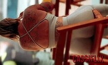 blonde teases with ass shaking and blowjob after gym shower