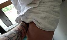 using her tight pussy hole in the kitchen creampie