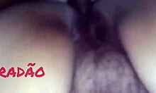 He couldn't resist unloading in her hairy pussy during intense anal play