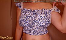 Hot milf licks her own nipples