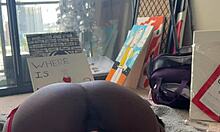 Ebony Struggles with Intense Fuck Machine Action