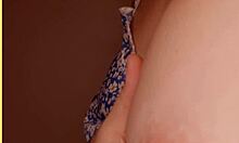 Hot milf licks her own nipples