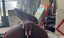 Ebony Struggles with Intense Fuck Machine Action