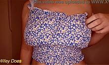 Hot milf licks her own nipples