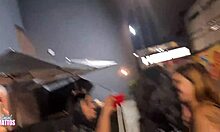 Amateurs explore lesbian fun at fast food, licking natural tits in public