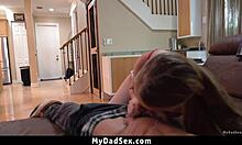 Hey, stepdaughter comforts her lonely daddy in a special way