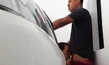 Stepsister gives blowjob before entering house