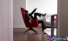 elegant teen 18+ model pauline pastel posed in sexy black lingerie, slowly undressing to expose her hot body and small tits