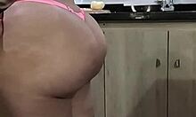 Quickie with Hot Milf Mother-in-Law in Kitchen Ends with Creampie