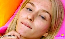 pretty teen 18+ blonde poses sexy on sofa 😍