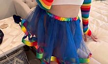 Skinny Wife in Bunny Costume Squirts on Friend's Cock During Halloween