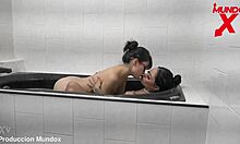 friends in the bathtub saying, 'waiting for the groom to assfuck us'