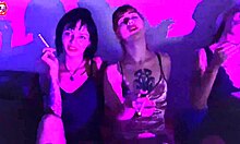 Four Petite 18+ Sluts Smoke And Worship Feet, Stripping And Kissing