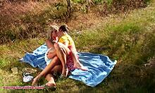 Small tits teen enjoys outdoor sex