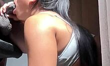 Big booty brunette meets stepbrother for amateur couple fucking