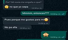 Latina friend in mini shorts heats up WhatsApp chat