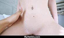 stepbrother catches stepsis riding pink dildo and gets cumshot