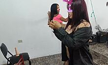 the brunette and her indigenous friend masturbate together on new year's eve