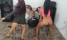 the brunette and her indigenous friend masturbate together on new year's eve