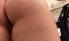 Amateur fingers shaved pussy and ass in public setting.