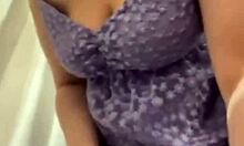 Amateur fingers shaved pussy and ass in public setting.