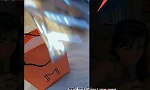 hot latina goddess flashes tits in public store fitting room, trying sexy outfits with bbc toy blowjob