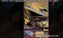 hot latina goddess flashes tits in public store fitting room, trying sexy outfits with bbc toy blowjob