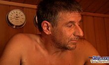 Come on, watch this teen get pounded by old cock in sauna