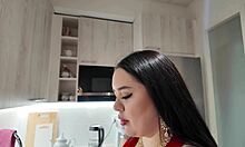 The beautiful young neighbor girl eagerly sucks and licks the juicy cock.