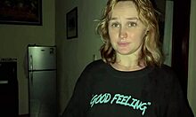 Fucking blonde on kitchen counter quickie