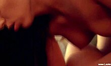 Martina guides Nikol into lesbian fun with strapon and kisses 😘