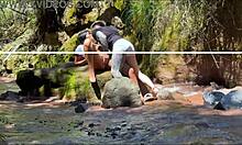 Amateur couple films steamy banging with stepbrother by the river
