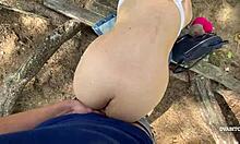 Hey, wanna watch this cute teen couple bang outdoors in the woods?