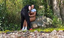 Amateur couple films steamy banging with stepbrother by the river